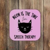 Funny Cat Pun Speech Therapy SLP Therapist Cute Kitten Coaster thumb 0