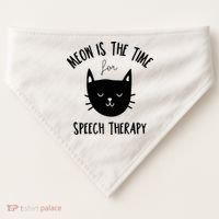 Funny Cat Pun Speech Therapy SLP Therapist Cute Kitten USA-Made Doggie Bandana thumb 0