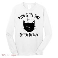 Funny Cat Pun Speech Therapy SLP Therapist Cute Kitten Long Sleeve Shirt thumb 0