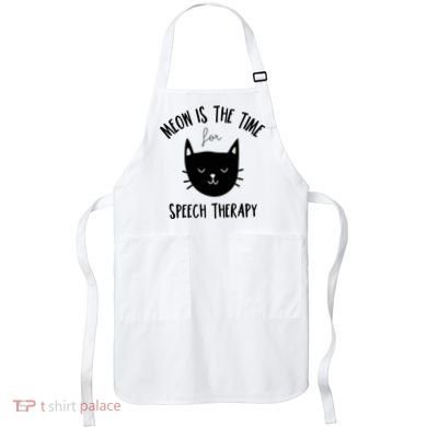 Funny Cat Pun Speech Therapy SLP Therapist Cute Kitten Apron