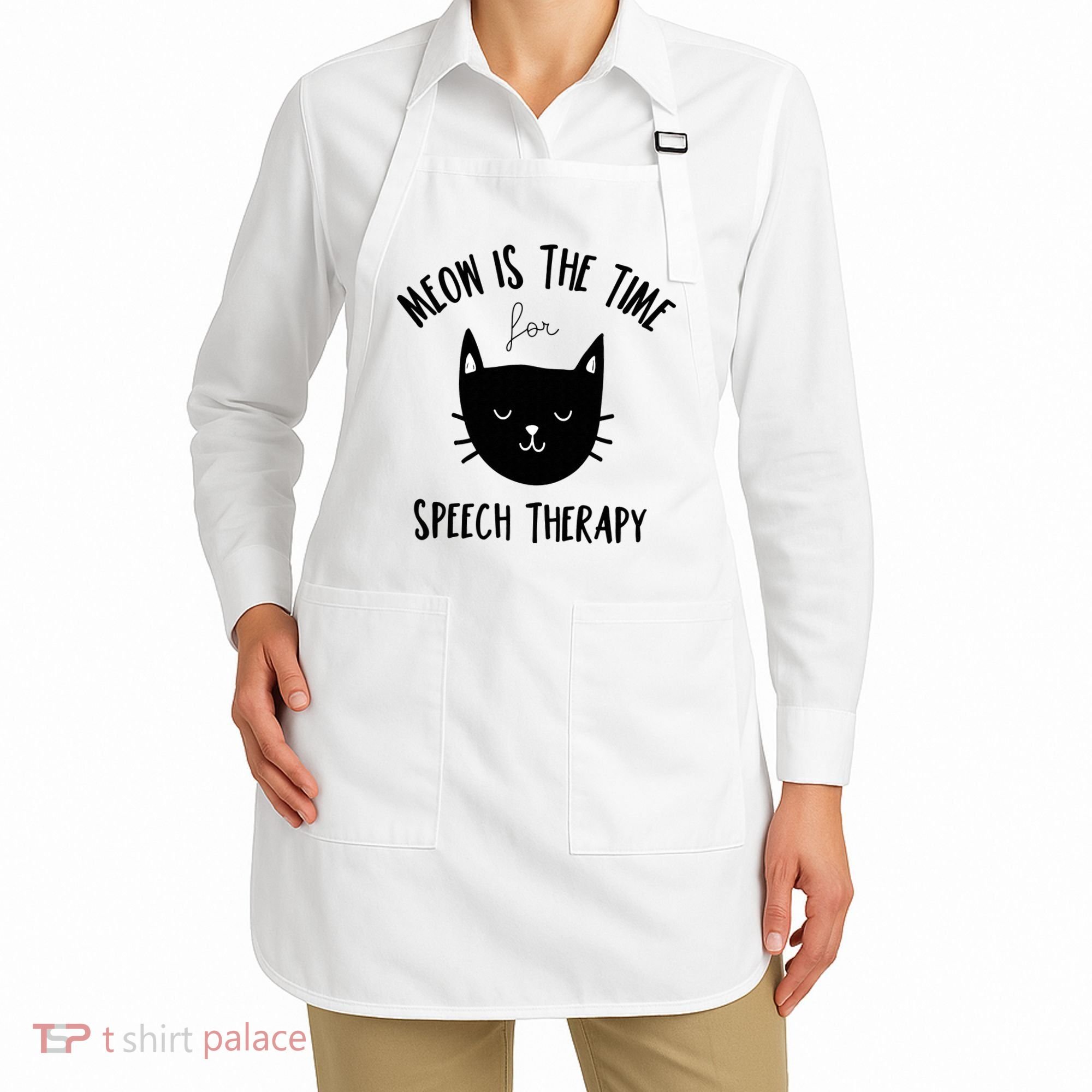 Funny Cat Pun Speech Therapy SLP Therapist Cute Kitten Apron