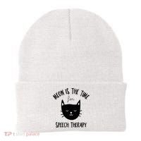 Funny Cat Pun Speech Therapy SLP Therapist Cute Kitten Beanie thumb 0