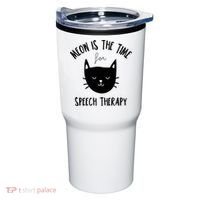 Funny Cat Pun Speech Therapy SLP Therapist Cute Kitten Tumbler thumb 0