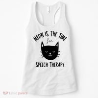 Funny Cat Pun Speech Therapy SLP Therapist Cute Kitten Women's Tank Top thumb 0