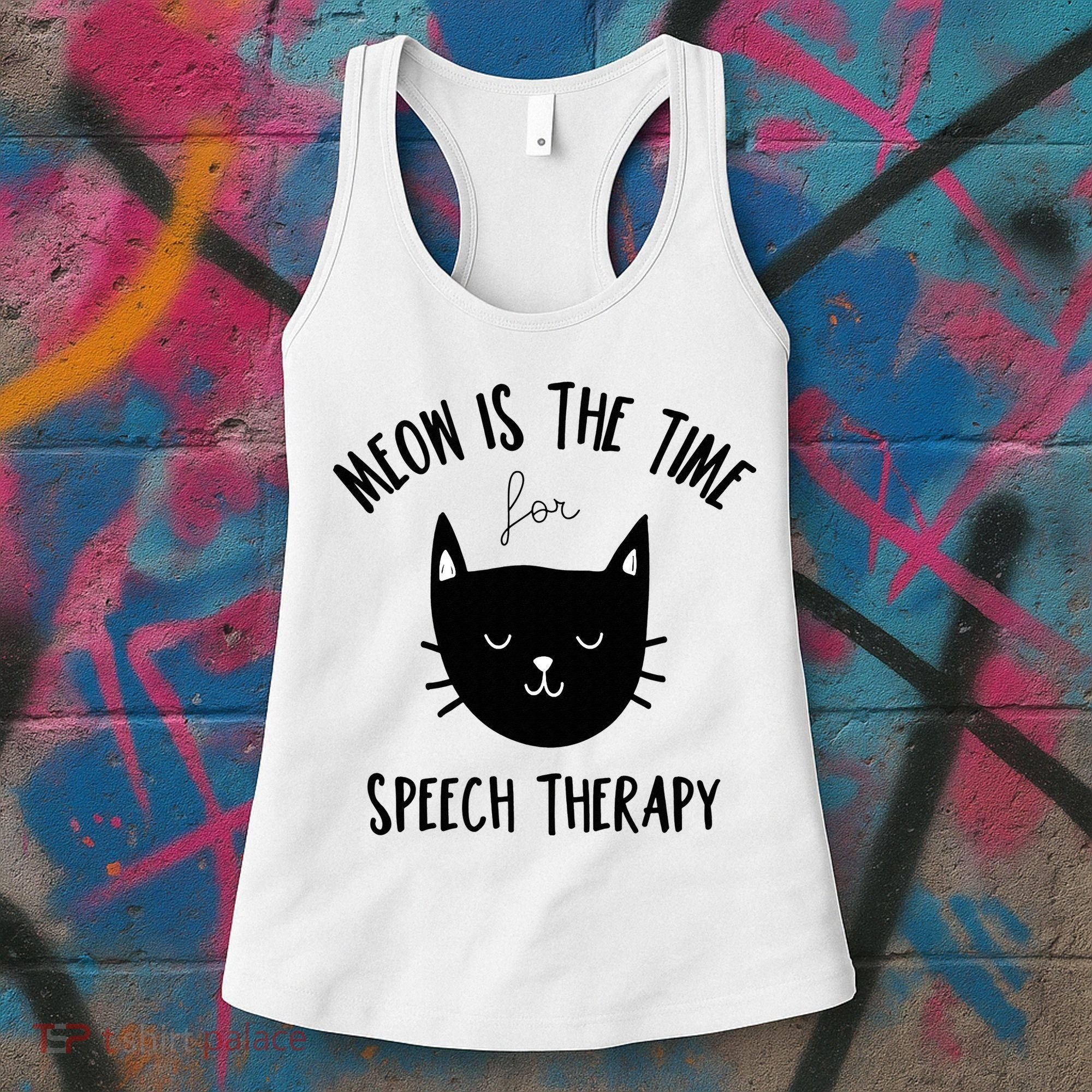 Funny Cat Pun Speech Therapy SLP Therapist Cute Kitten Women's Tank Top