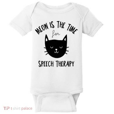 Funny Cat Pun Speech Therapy SLP Therapist Cute Kitten Baby Bodysuit