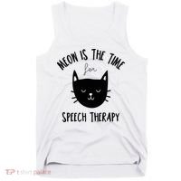 Funny Cat Pun Speech Therapy SLP Therapist Cute Kitten Tank Top thumb 0