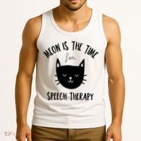 Funny Cat Pun Speech Therapy SLP Therapist Cute Kitten Tank Top thumb 3