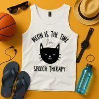 Funny Cat Pun Speech Therapy SLP Therapist Cute Kitten Tank Top thumb 4