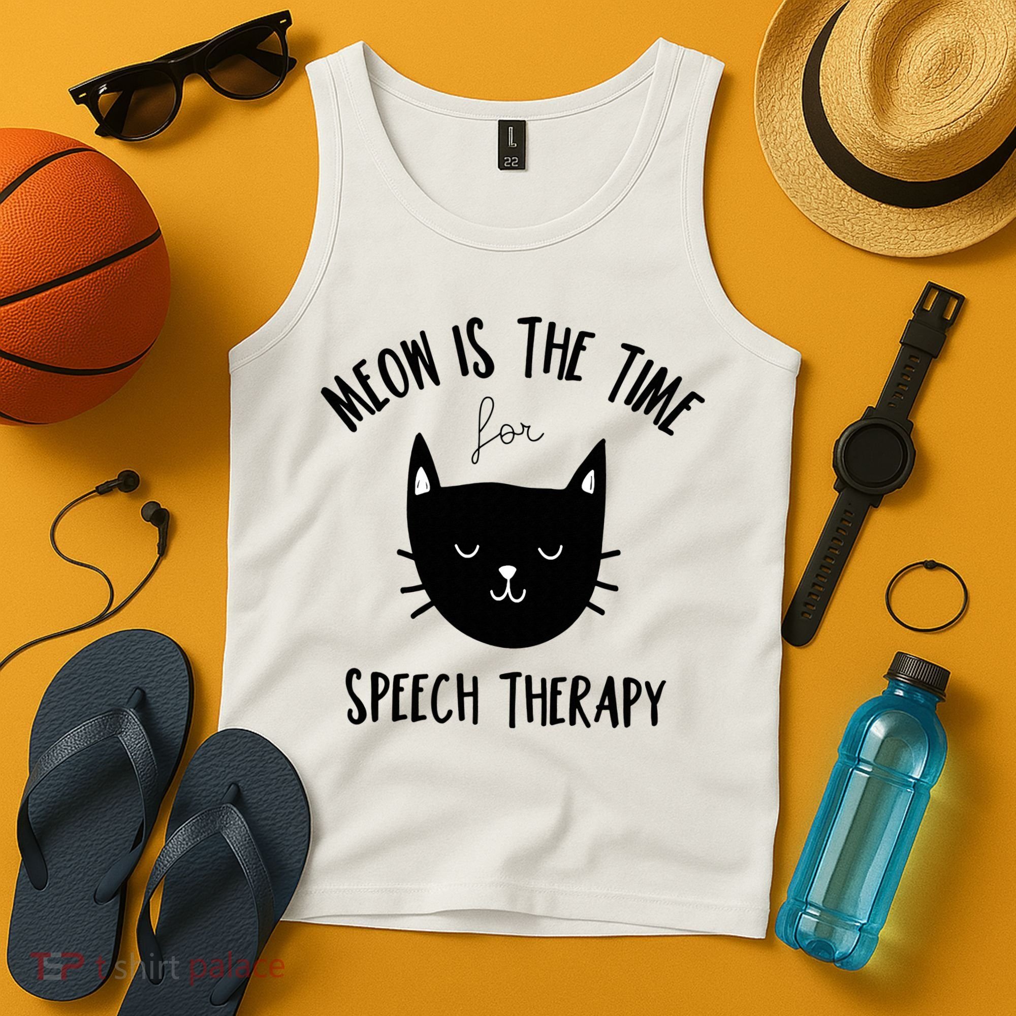 Funny Cat Pun Speech Therapy SLP Therapist Cute Kitten Tank Top
