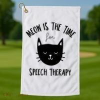 Funny Cat Pun Speech Therapy SLP Therapist Cute Kitten Golf Towel thumb 1