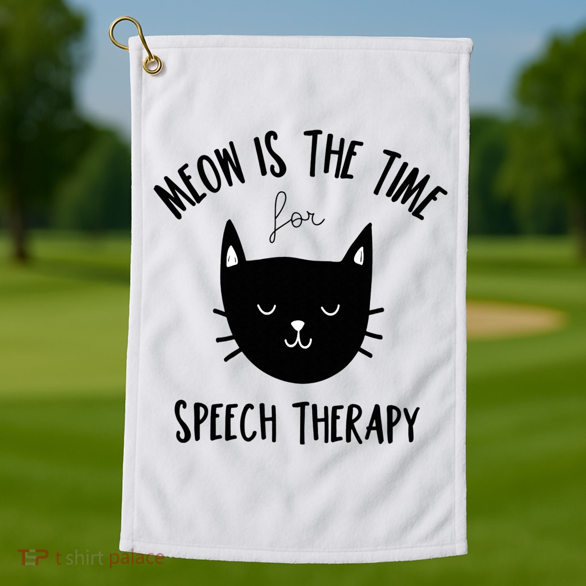 Funny Cat Pun Speech Therapy SLP Therapist Cute Kitten Golf Towel