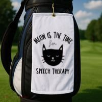 Funny Cat Pun Speech Therapy SLP Therapist Cute Kitten Golf Towel thumb 2