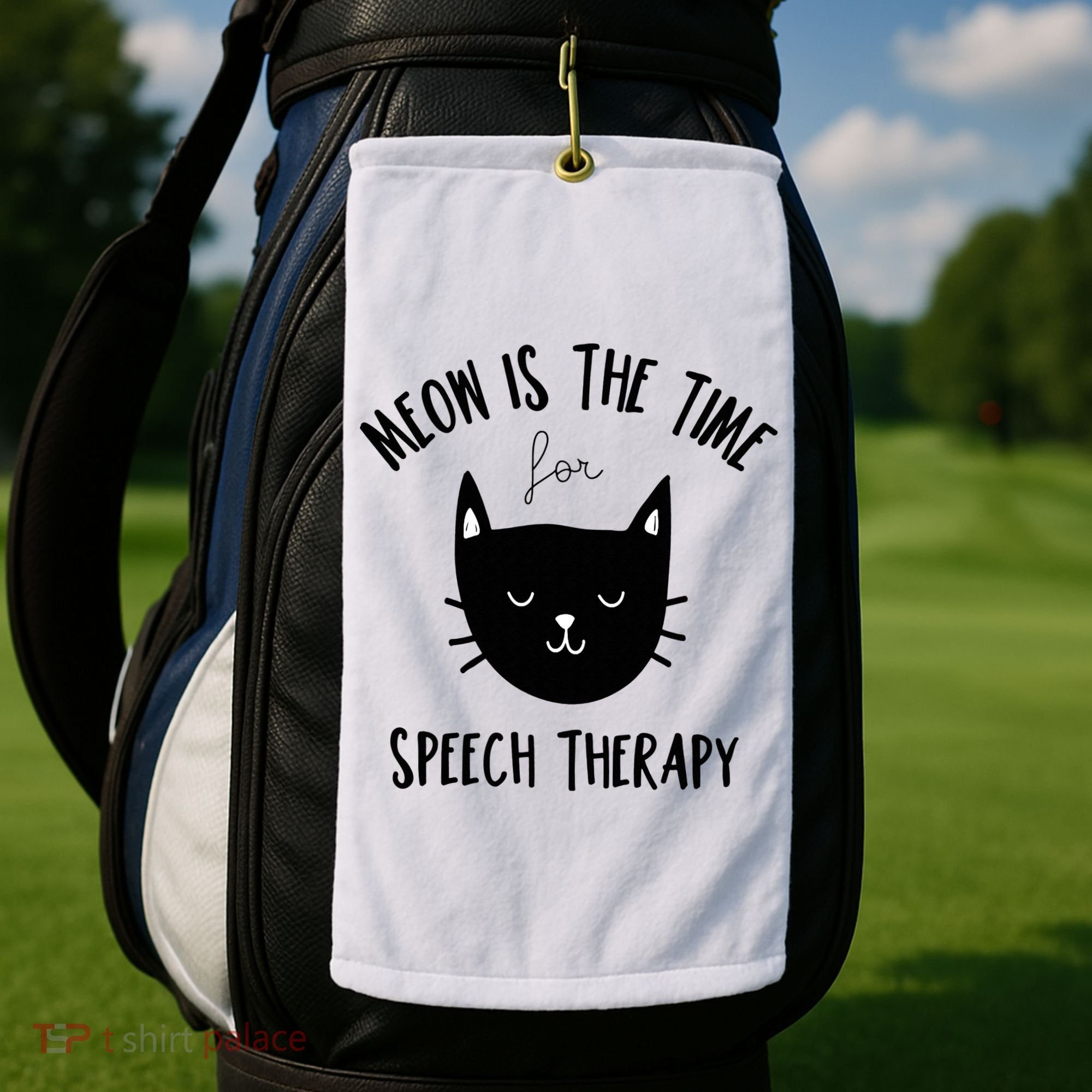 Funny Cat Pun Speech Therapy SLP Therapist Cute Kitten Golf Towel