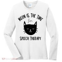 Funny Cat Pun Speech Therapy SLP Therapist Cute Kitten Women's Long Sleeve Shirt thumb 0