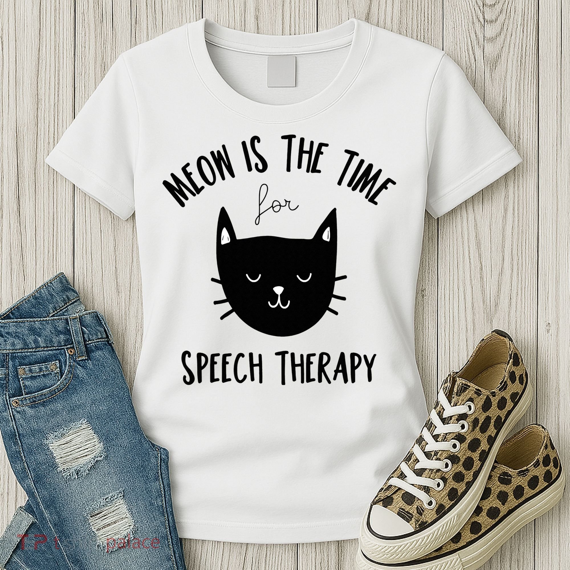 Funny Cat Pun Speech Therapy SLP Therapist Cute Kitten Women's T-Shirt