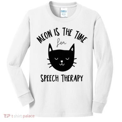 Funny Cat Pun Speech Therapy SLP Therapist Cute Kitten Kids Long Sleeve Shirt