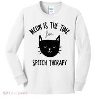 Funny Cat Pun Speech Therapy SLP Therapist Cute Kitten Kids Long Sleeve Shirt thumb 0