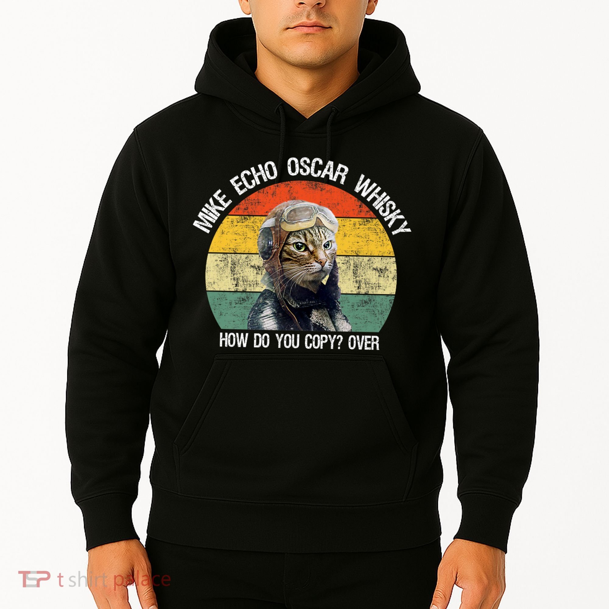 Funny Cat Pilot Mike Echo Oscar Whisky How Do You Copy Meow Hoodie
