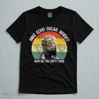 Funny Cat Pilot Mike Echo Oscar Whisky How Do You Copy Meow T-Shirt thumb 5