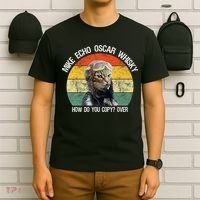 Funny Cat Pilot Mike Echo Oscar Whisky How Do You Copy Meow T-Shirt thumb 6
