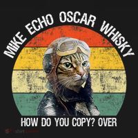 Funny Cat Pilot Mike Echo Oscar Whisky How Do You Copy Meow T-Shirt thumb 7