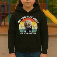 Funny Cat Pilot Mike Echo Oscar Whisky How Do You Copy Meow Kids Hoodie thumb 3