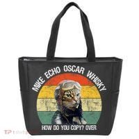 Funny Cat Pilot Mike Echo Oscar Whisky How Do You Copy Meow Tote Bag thumb 0