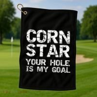 Funny Cornhole Pun Gift Quote Corn Star Your Hole Is My Goal Gift Golf Towel thumb 1