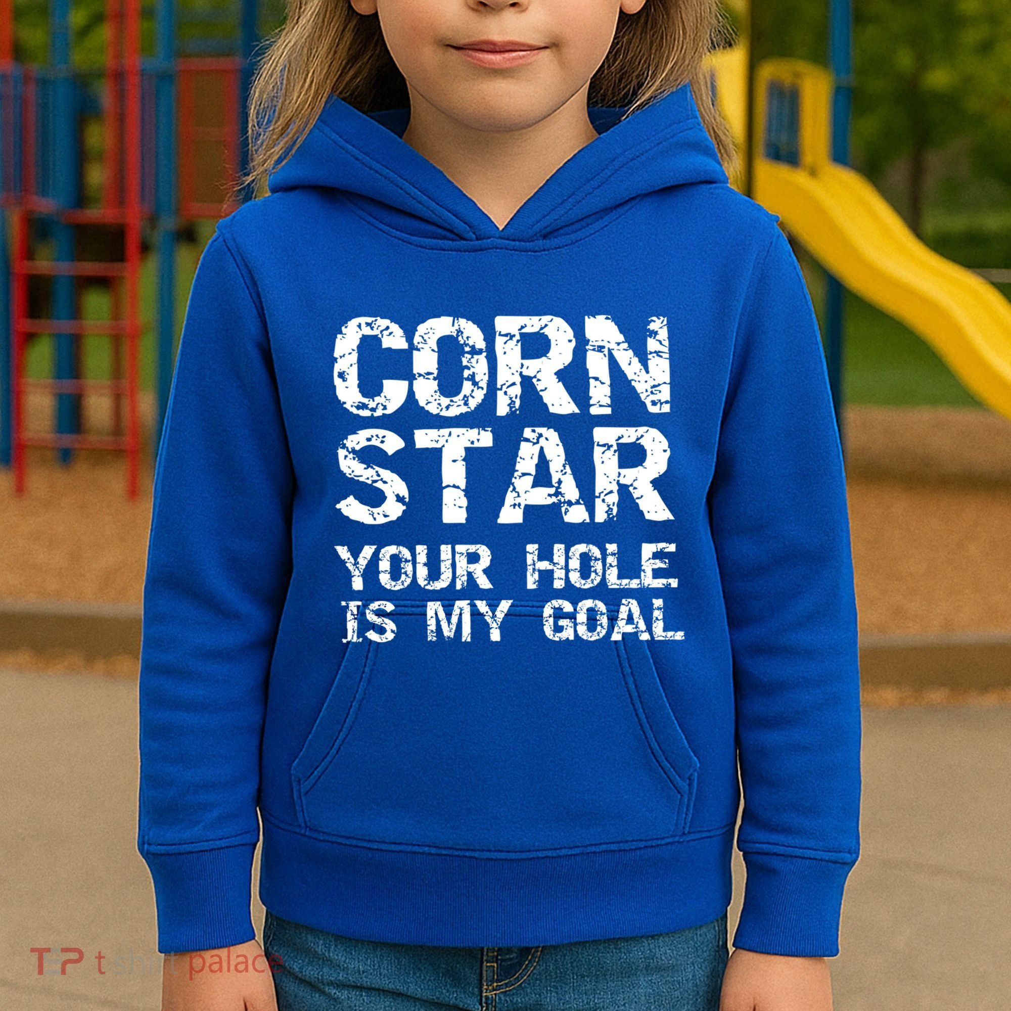 Funny Cornhole Pun Gift Quote Corn Star Your Hole Is My Goal Gift Kids Hoodie