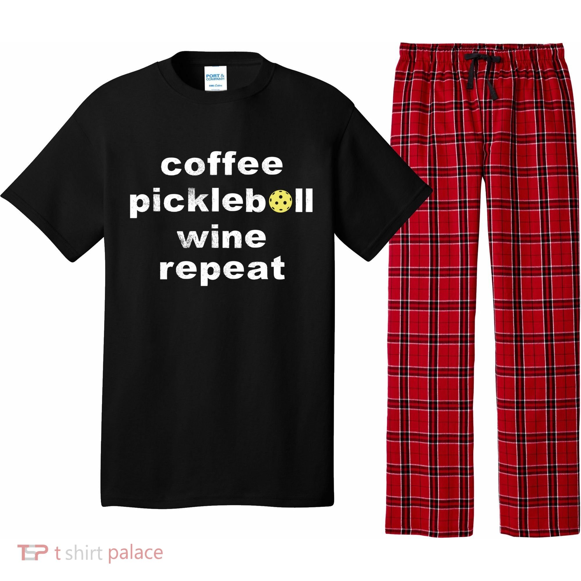 Funny Coffee Pickleball Wine Repeat Dinker Er Gift Pajama Set