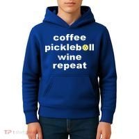 Funny Coffee Pickleball Wine Repeat Dinker Er Gift Kids Hoodie thumb 4