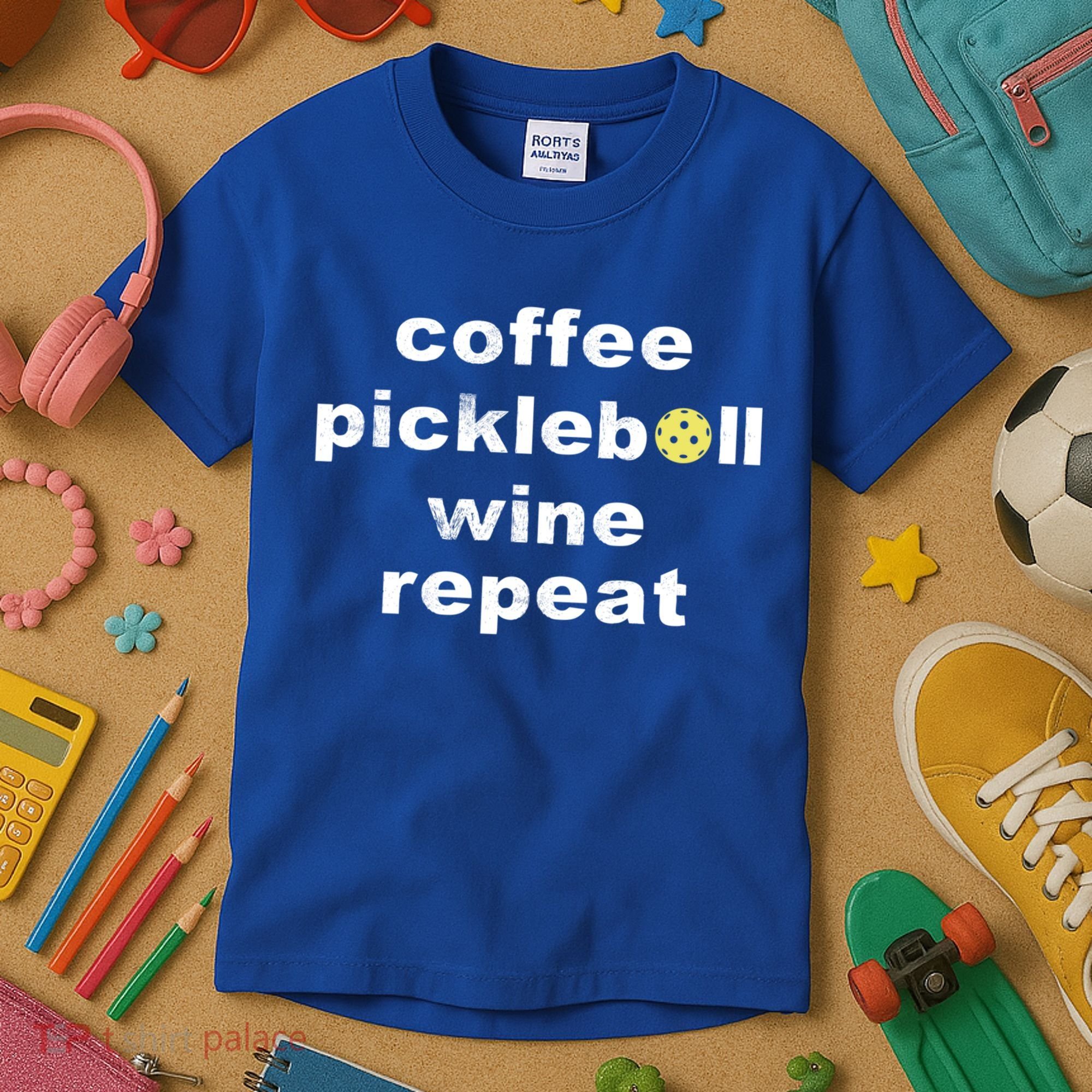 Funny Coffee Pickleball Wine Repeat Dinker Er Gift Kids T-Shirt
