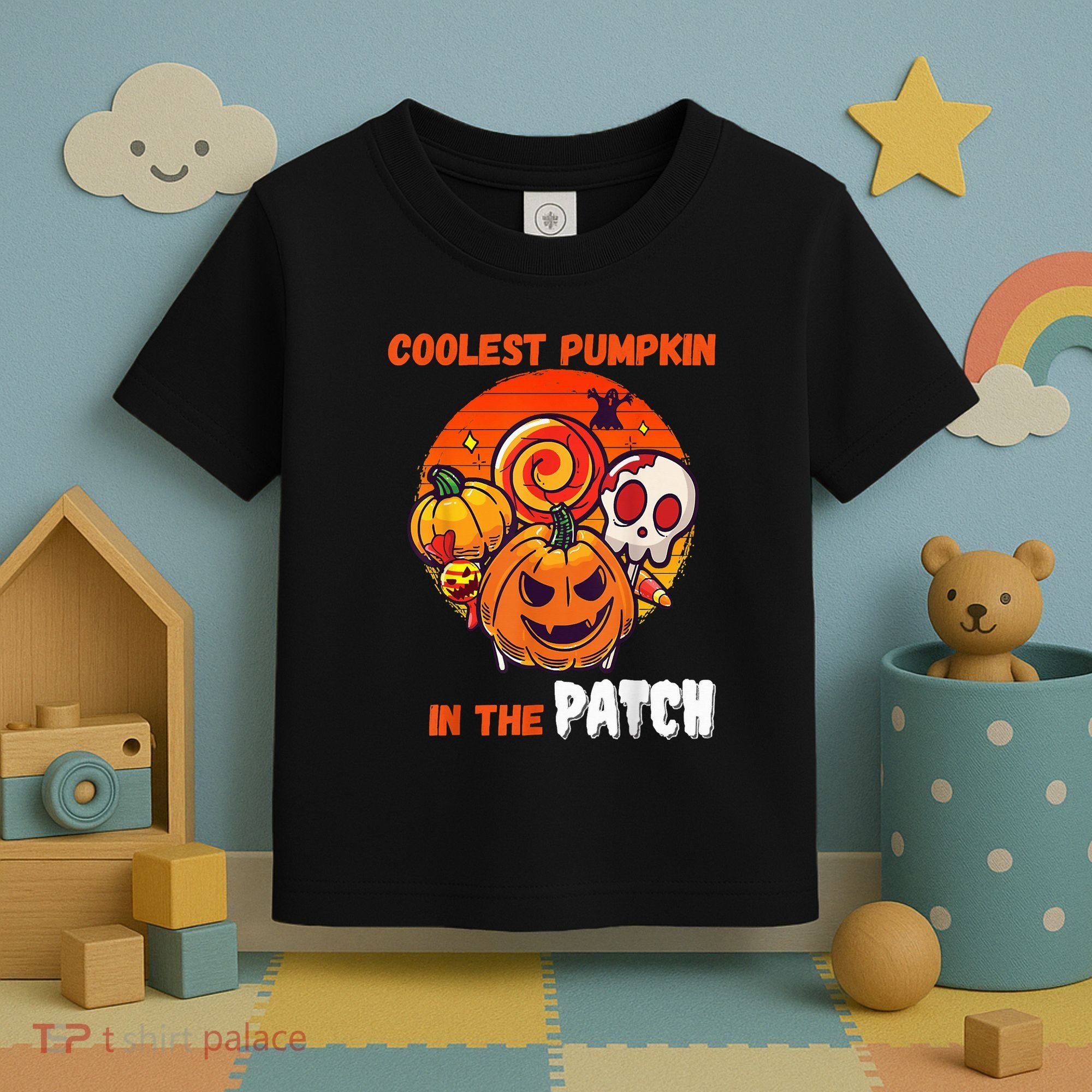 Funny Coolest Pumpkin In The Patch Halloween Boy Girls Kid Toddler T-Shirt