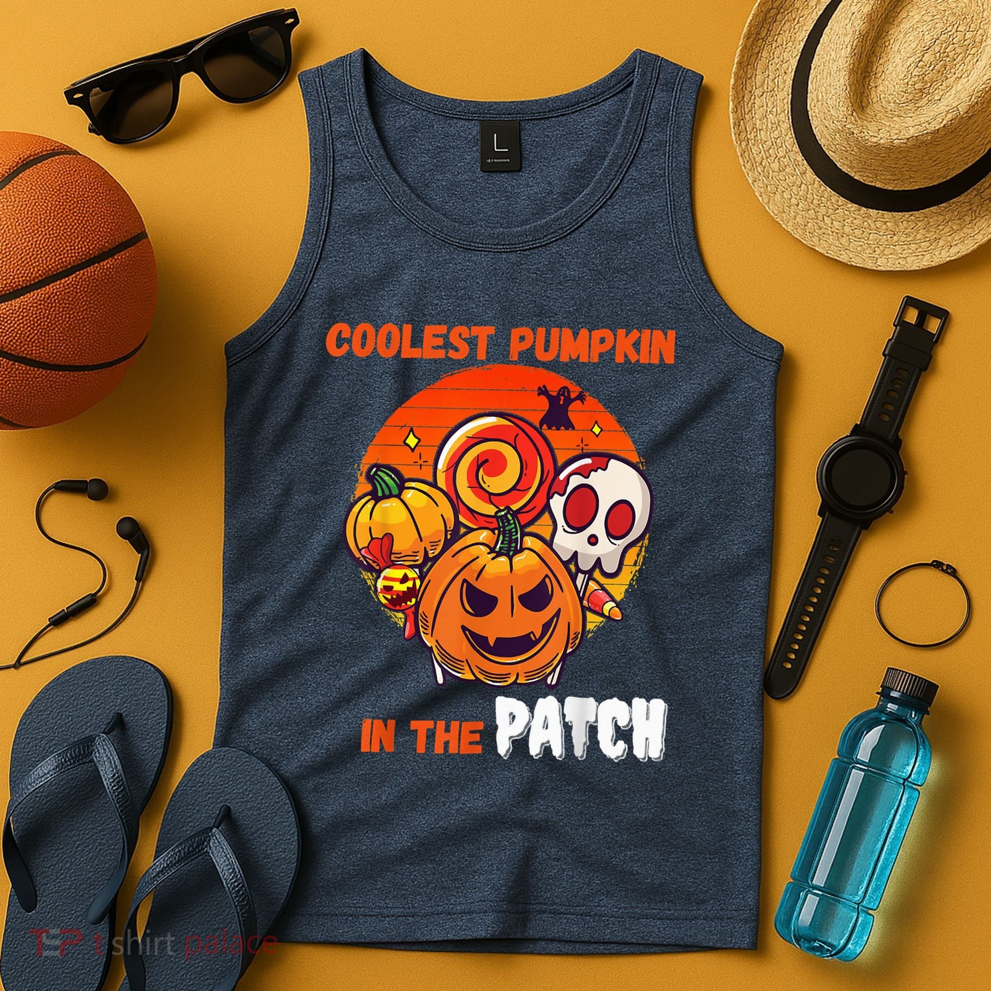Funny Coolest Pumpkin In The Patch Halloween Boy Girls Kid Tank Top
