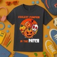 Funny Coolest Pumpkin In The Patch Halloween Boy Girls Kid Kids T-Shirt thumb 3