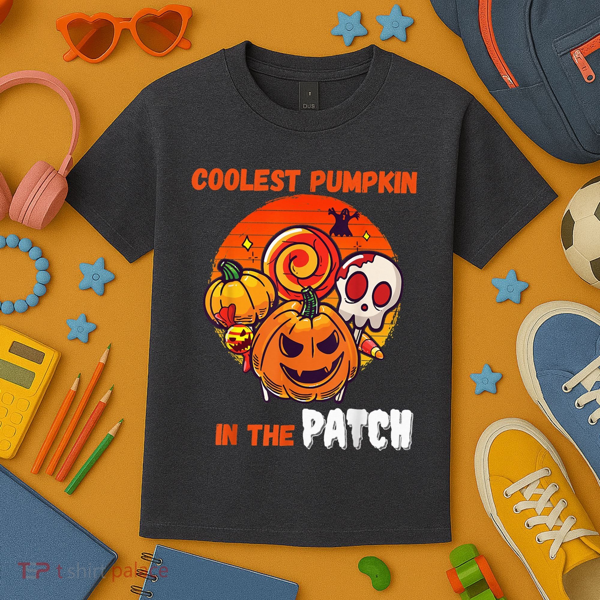 Funny Coolest Pumpkin In The Patch Halloween Boy Girls Kid Kids T-Shirt