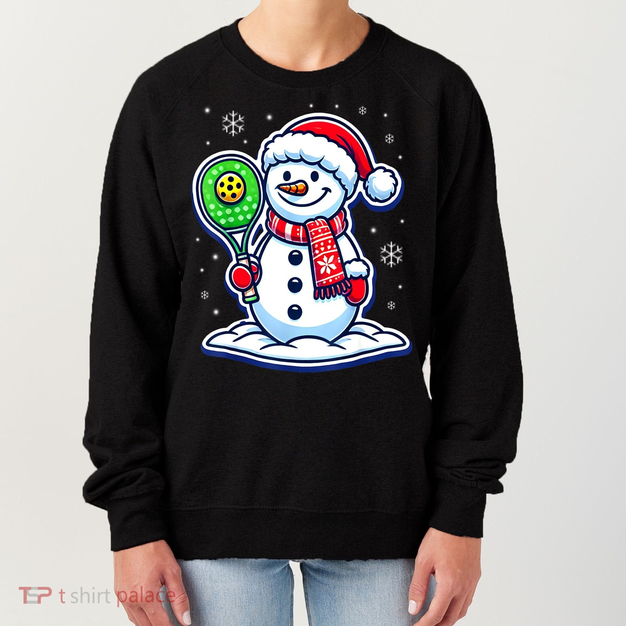 Funny Christmas Pickleball Snowman Pickleball Player Xmas Gift Women's Sweatshirt