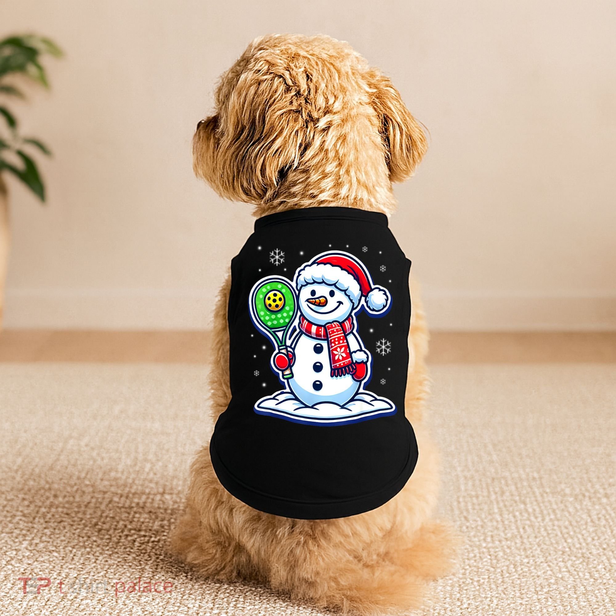 Funny Christmas Pickleball Snowman Pickleball Player Xmas Gift Doggie Tank