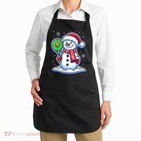 Funny Christmas Pickleball Snowman Pickleball Player Xmas Gift Apron thumb 2