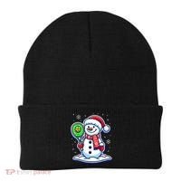 Funny Christmas Pickleball Snowman Pickleball Player Xmas Gift Beanie thumb 0
