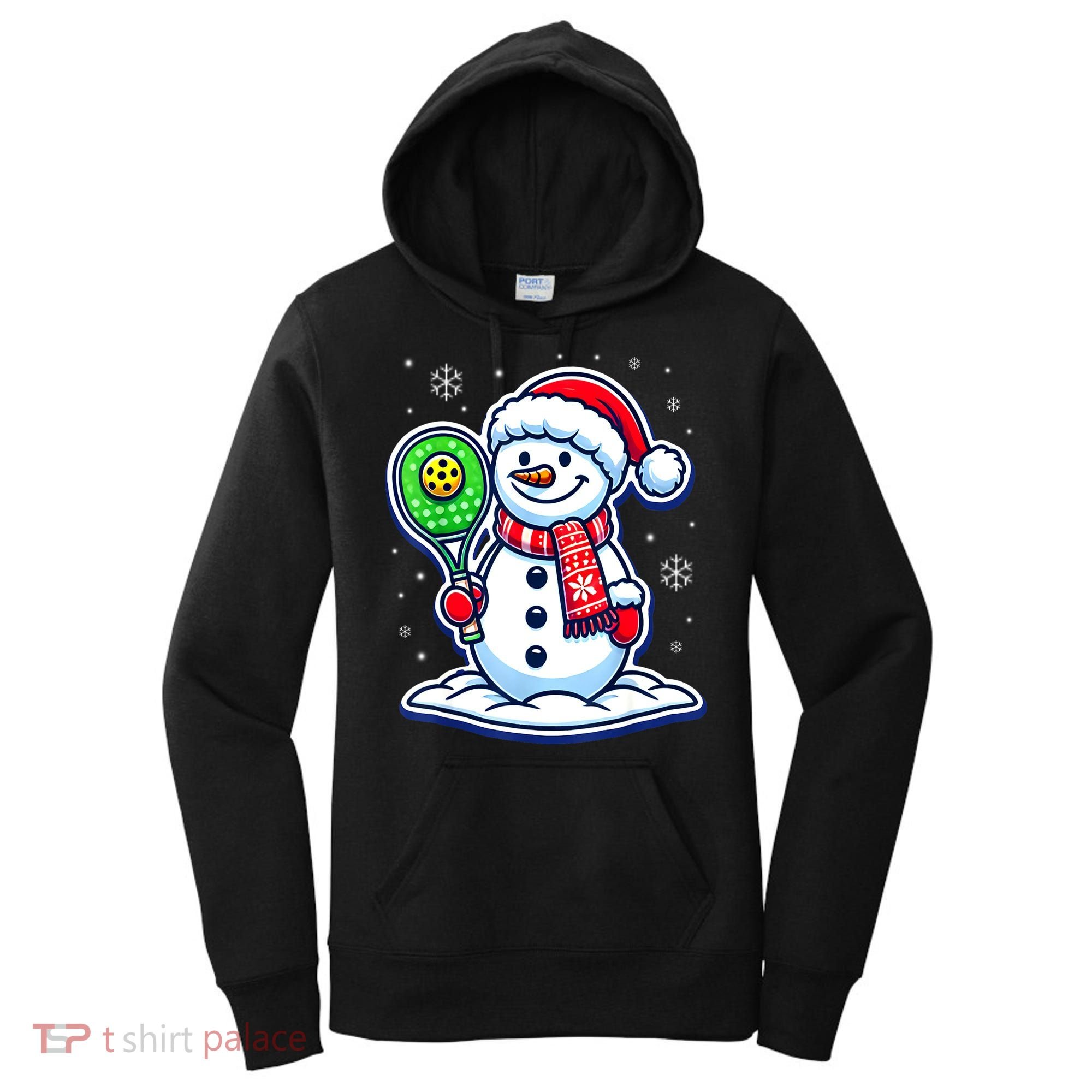 Funny Christmas Pickleball Snowman Pickleball Player Xmas Gift Women's Hoodie