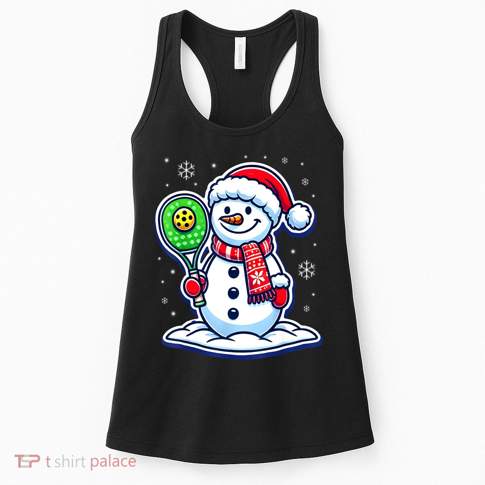 Funny Christmas Pickleball Snowman Pickleball Player Xmas Gift Women's Tank Top