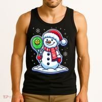 Funny Christmas Pickleball Snowman Pickleball Player Xmas Gift Tank Top thumb 3