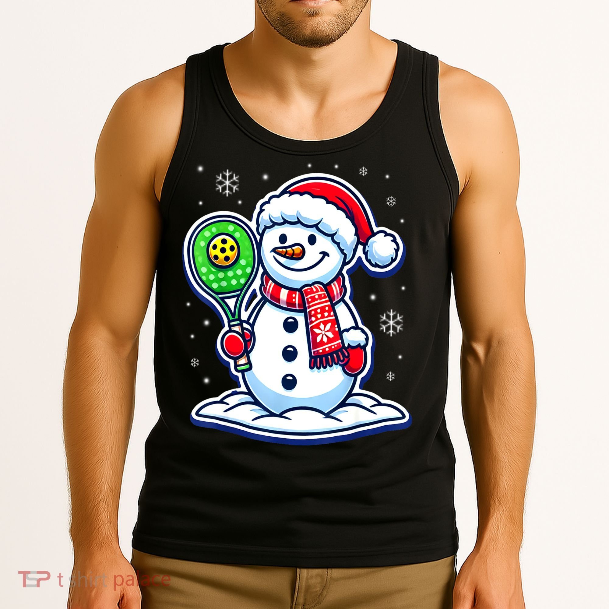 Funny Christmas Pickleball Snowman Pickleball Player Xmas Gift Tank Top