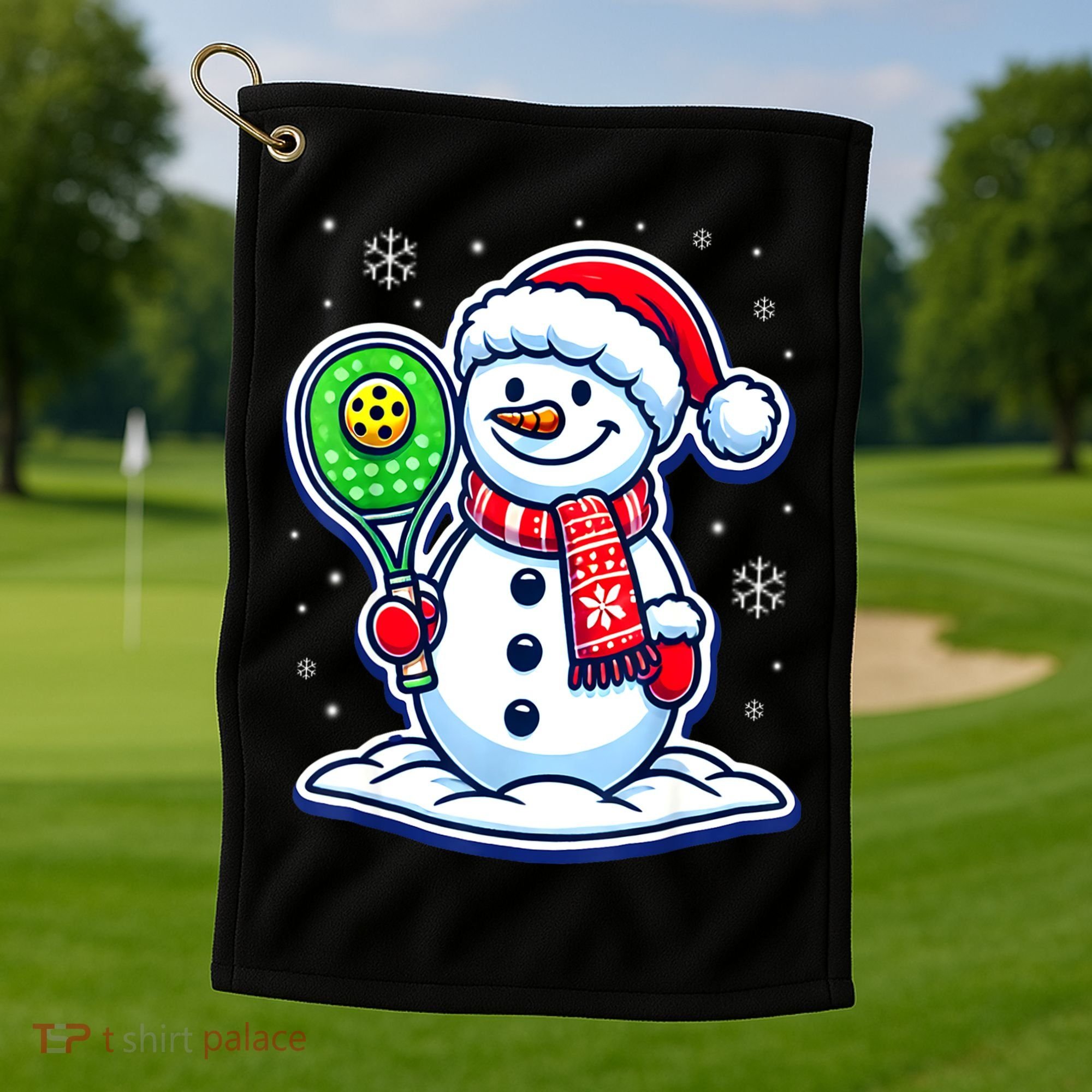 Funny Christmas Pickleball Snowman Pickleball Player Xmas Gift Golf Towel