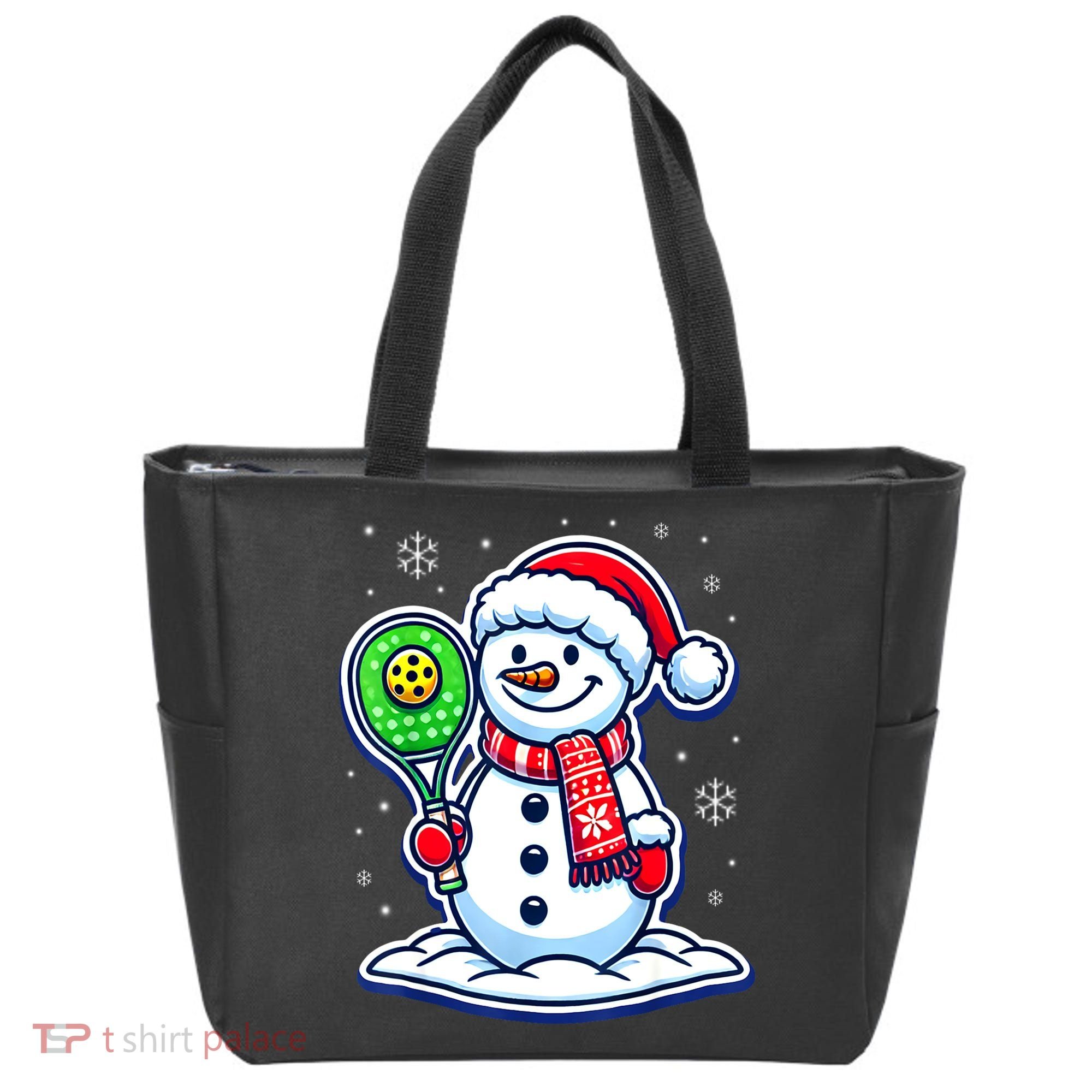 Funny Christmas Pickleball Snowman Pickleball Player Xmas Gift Tote Bag