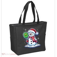 Funny Christmas Pickleball Snowman Pickleball Player Xmas Gift Tote Bag thumb 2