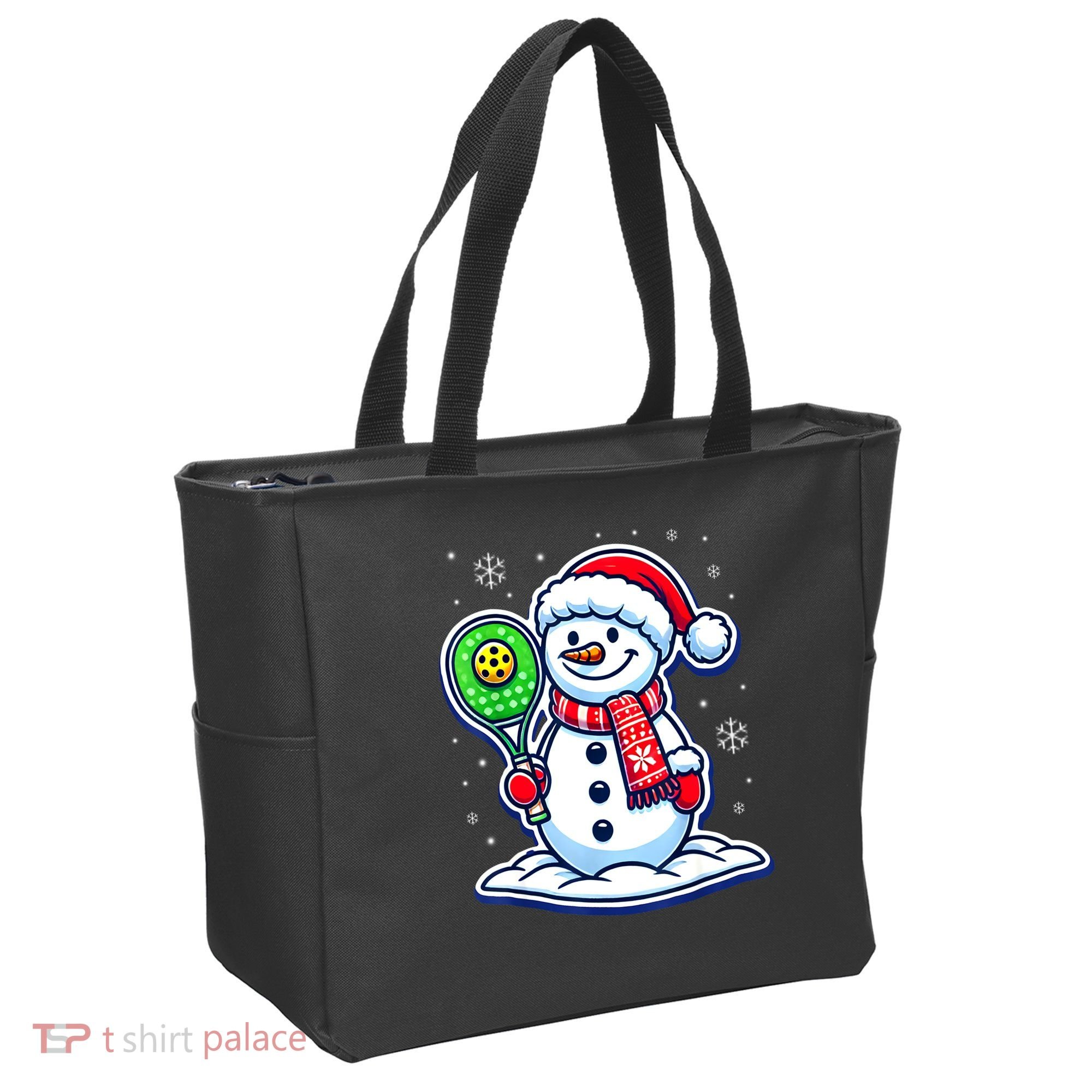 Funny Christmas Pickleball Snowman Pickleball Player Xmas Gift Tote Bag
