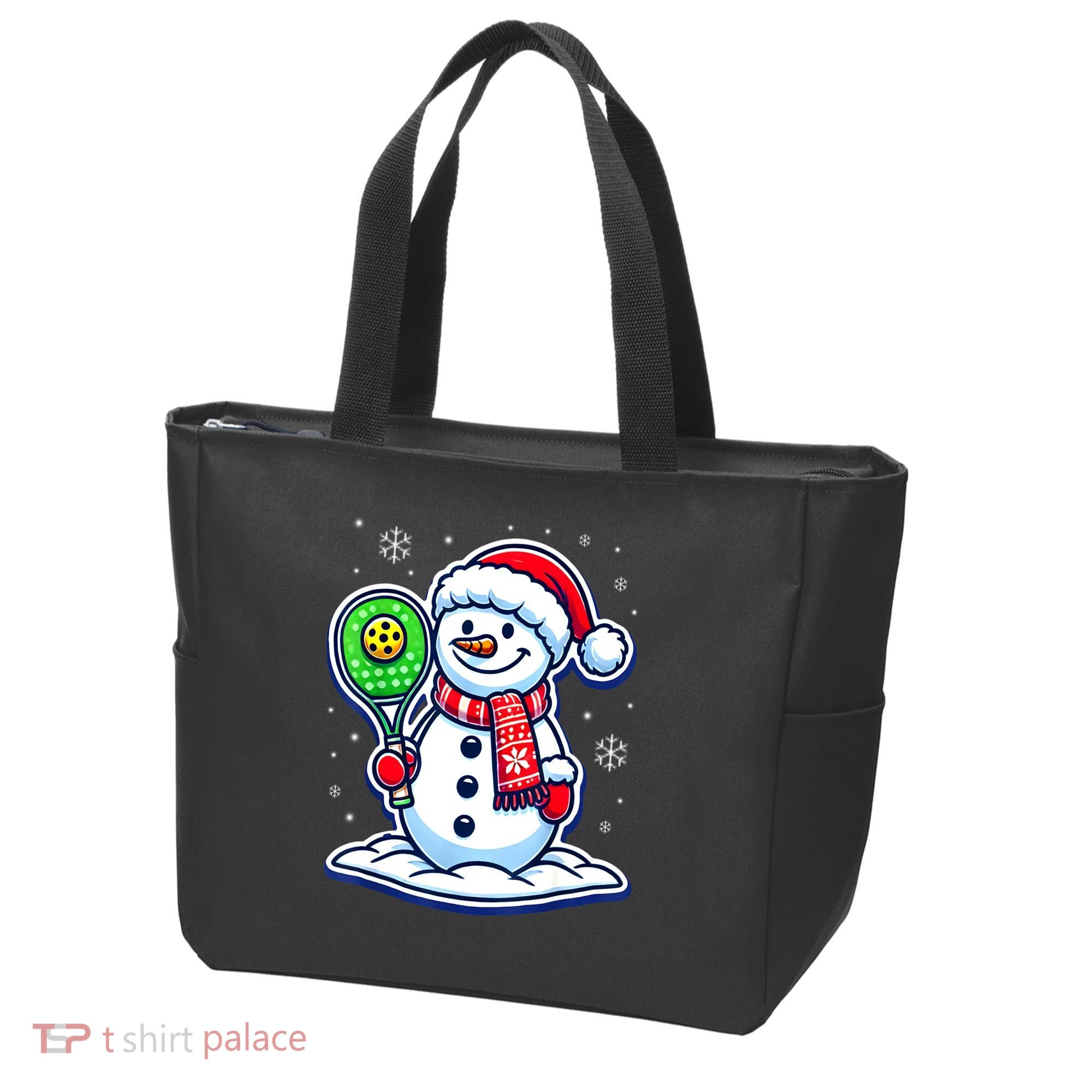 Funny Christmas Pickleball Snowman Pickleball Player Xmas Gift Tote Bag